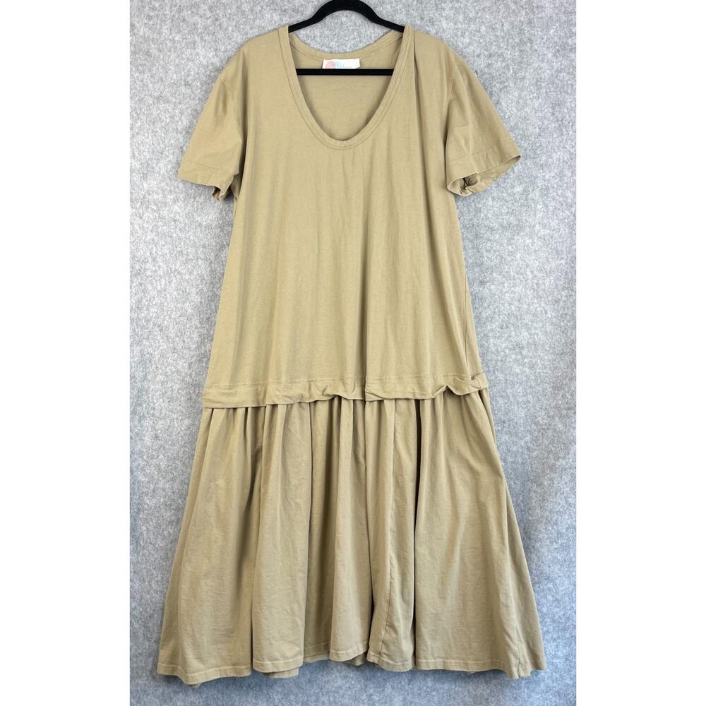 Free People Beach Herron Drop Waist Maxi Dress Womens Large Beige Boho Beach - Picture 2 of 14